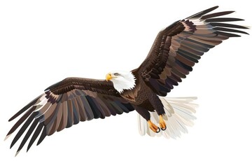 Sticker - Majestic bald eagle soaring in the sky, perfect for wildlife and nature themes