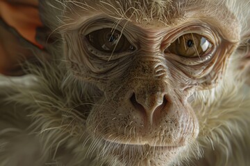 Detailed close up of a monkey's face, suitable for various uses