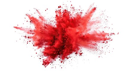 Wall Mural - Vibrant red powder exploding on a clean white background, perfect for dynamic and energetic concepts