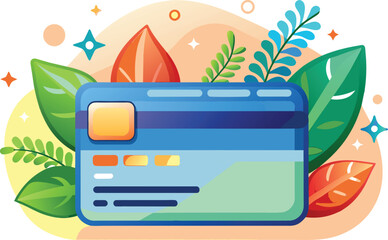 Canvas Print - Flat illustration of a credit card, vector illustration.