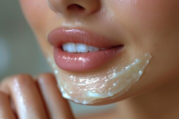 lip mask for overnight hydration applying a lip mask for overnight hydration and softening of the li