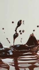 Wall Mural - A splash of chocolate is splashed across the screen. Chocolate, with the splash of it creating a sense of movement and energy. Scene is playful and fun