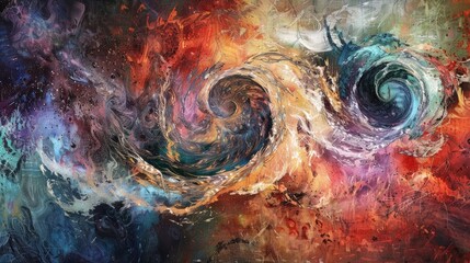 Wall Mural - An abstract representation of the human experience, with swirling emotions and memories.