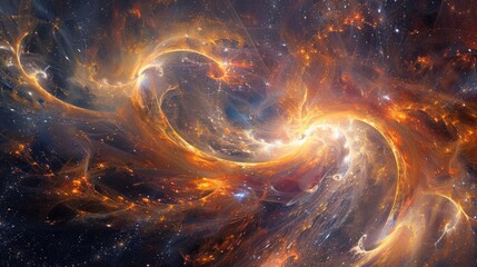 Wall Mural - An abstract representation of the cosmos, with swirling patterns of stars and galaxies.