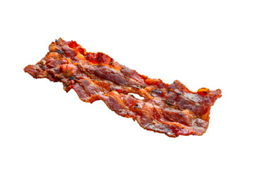 Wall Mural - Crispy  fried bacon slice isolated on transparent background