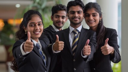 Sticker - A group of people in suits and ties are giving thumbs up to each other