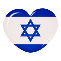 Wall Mural - 3D heart in the color of the Israeli flag, isolated on a transparent background. Country flag button. Vector illustration