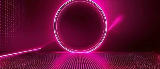 Wall Mural - Vibrant Neon Rings in Futuristic Tunnel of Light and Color