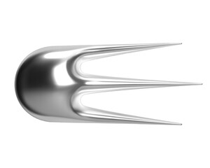 Wall Mural - 3d y2k chrome abstract shape of falling star or comet with shiny metallic glossy silver surface. iso