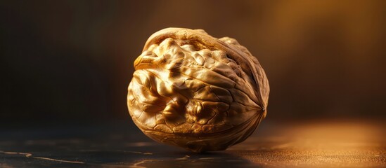 Poster - walnut wallpaper isolated on gradient black and brown background with some golden tones
