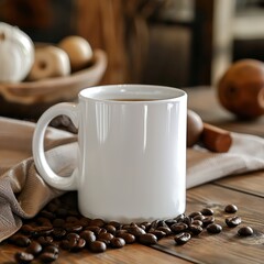 coffee mug mock in blank white over a table