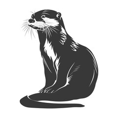 Poster - Silhouette Otter animal black color only