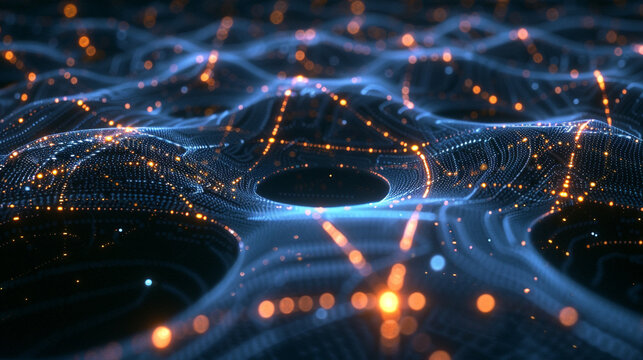 A network of interconnected quantum computers, each with its qubits emitting a soft, pulsating glow, illustrating the interconnectedness of quantum systems. 32K.