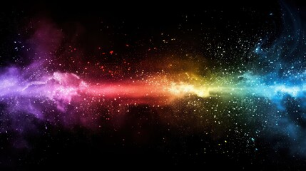 Wall Mural - horizontal rainbow powder explosion design with copyspace, suitable for use in promotional materials