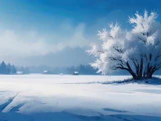 Canvas Print - winter landscape with trees