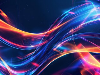 Poster - Colorful abstract light trails creating a vibrant, glowing effect against a dark background. Perfect for backgrounds and digital art projects.