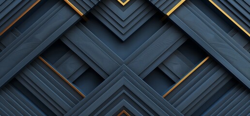 Wall Mural - Dark blue background with a geometric pattern and golden lines