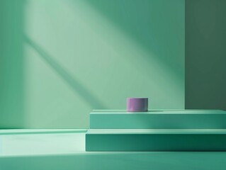 Aufkleber - Minimalist Pastel Green Podium on a Monochromatic Backdrop for Modern Product Showcasing, with Soft Lighting and Textured Shadows