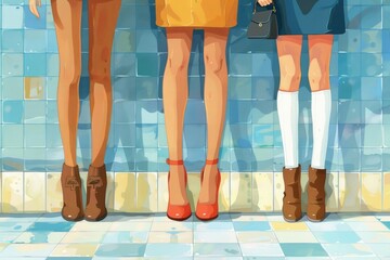 Wall Mural - A group of women standing next to each other. Suitable for various concepts and themes