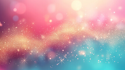 Wall Mural - A colorful, starry background with a rainbow in the middle