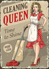 Sticker - Cleaning queen vintage sticker colorful