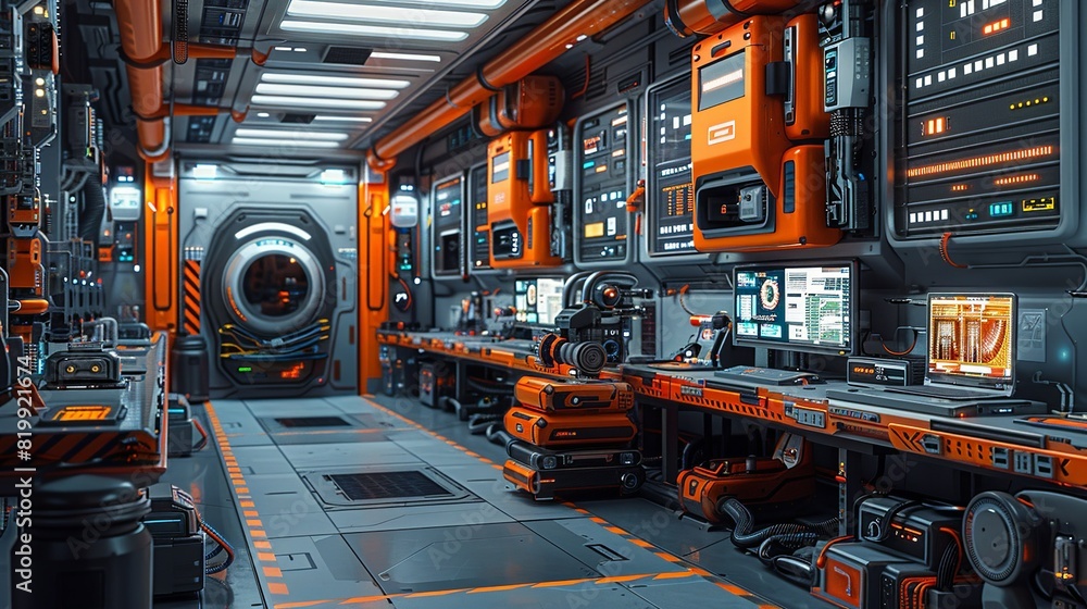 Sci-fi technology background image, Futuristic power plant with ...