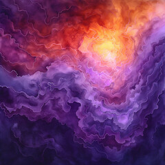 Wall Mural - A painting of a colorful galaxy with purple and orange swirls
