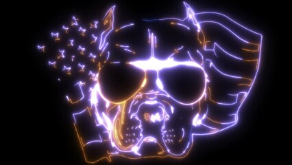 Wall Mural - neon animation of dog face