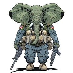 Wall Mural - Elephant military fashion