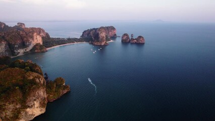 Sticker - View of the island and sea in the evening from a high angle at Railay Bay.