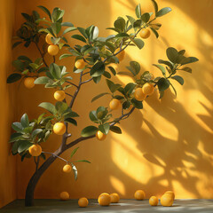 Orange Tree by Yellow Wall