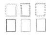 © Oxi An - Frames ink sketch. Vector illustration on isolated background. Set with black simple line border doodle square floral frame elements, decorative design for banner, card, paper, template, poster