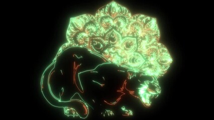 Poster - neon animation of feline cougar.