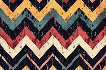 Wall Mural - Geometric precision meets organic flow in a seamless ethnic zigzag chevron pattern, creating a harmonious visual experience.