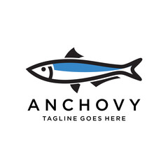 Wall Mural - anchovy fish logo vector icon seafood illustration