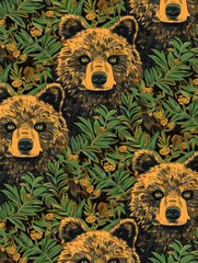 Wall Mural - Adorable Bear Pattern