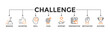 © suhansih - Challenge banner web icon vector illustration concept with icon of mission, accepted, skill, goal, support, preparation, motivation and success