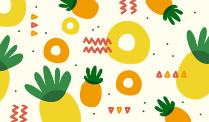 Wall Mural - Cute pineapple fruits pattern background vector design