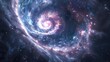 © horizon - Blue spiral galaxy with pink highlights, digital art style .