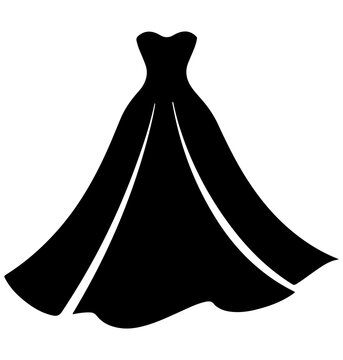 wedding dress silhouette, wedding dress icon vector illustration