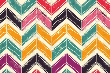 Wall Mural - A seamless ethnic zigzag chevron pattern blending traditional motifs with contemporary design elements.