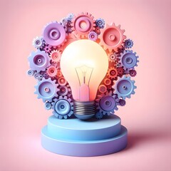 light bulb with gears and cogs working together.  idea concept