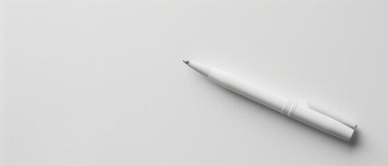 Clean and simple image of a white pen on a plain background, minimalist design with room for text and other elements