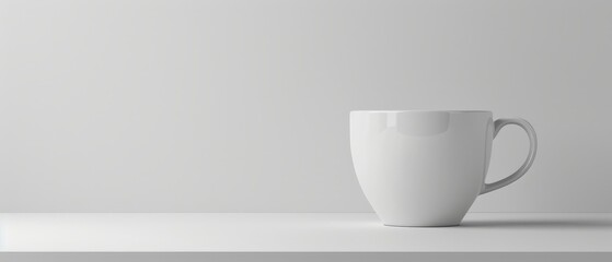 Clean and simple image of a white teacup on a plain background, minimalist design with room for text and other elements