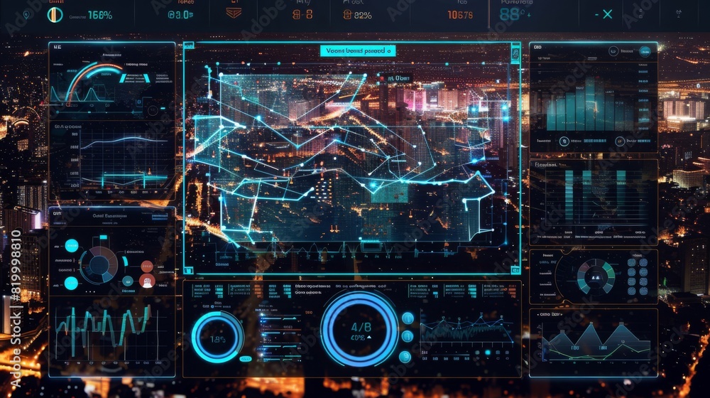 A smart city dashboard showing real-time data and analytics on traffic ...