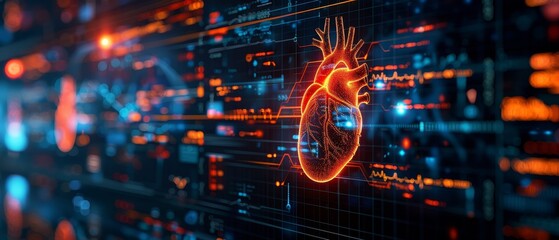 a biometric sensor patch set in a 3d digital background, enabling real-time health data transmission
