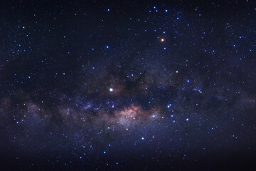 Wall Mural - milky way galaxy with stars and space dust in the universe, long exposure photograph, with grain.