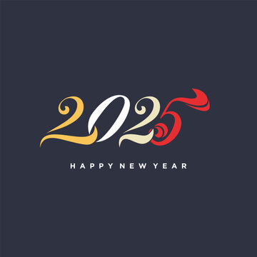 Vector happy new year 2025 logo design new year 2025 text design template Premium Vector