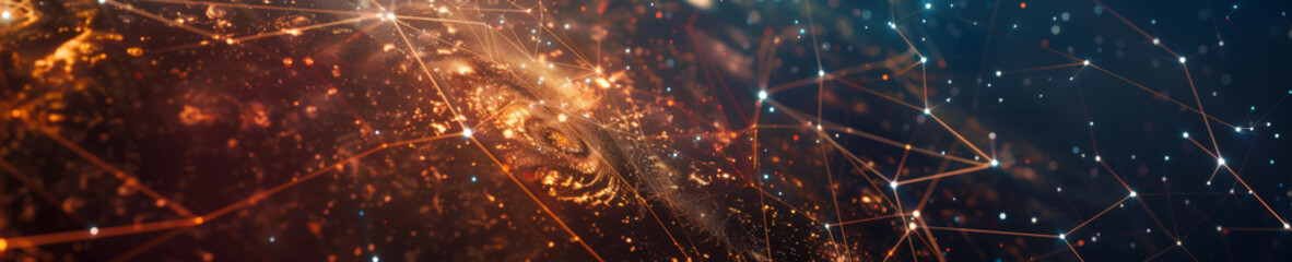 Futuristic Network with Glowing Connections in Space
