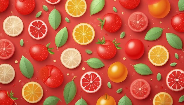 high-quality pattern or graphics that relate to fresh ingredients, restaurants, or the food industry with red bg 